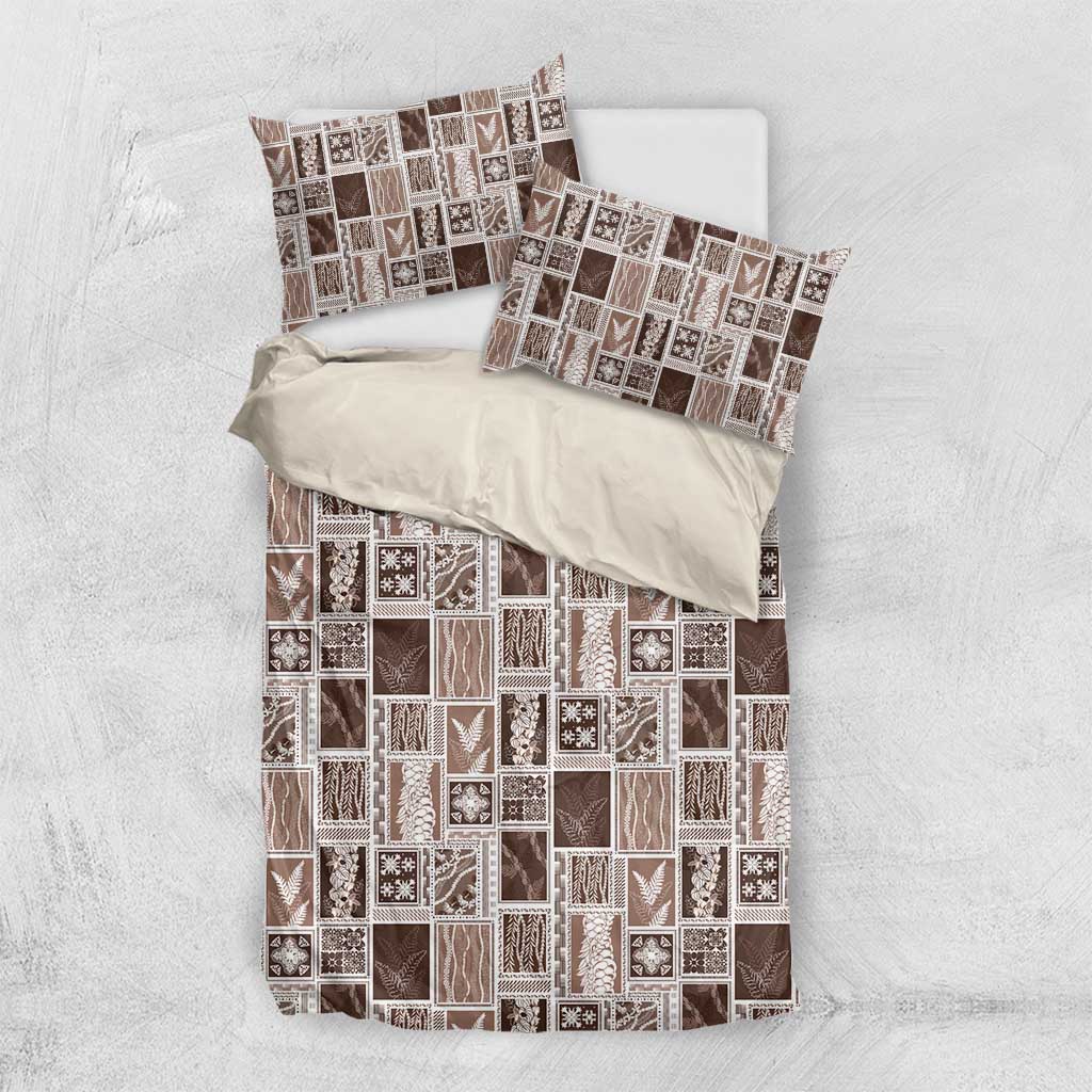 Vintage Aloha Block Quilt Bedding Set Beige Inspired Lei Motifs LT9 US Twin 172cm x 218cm Beige - Polynesian Pride