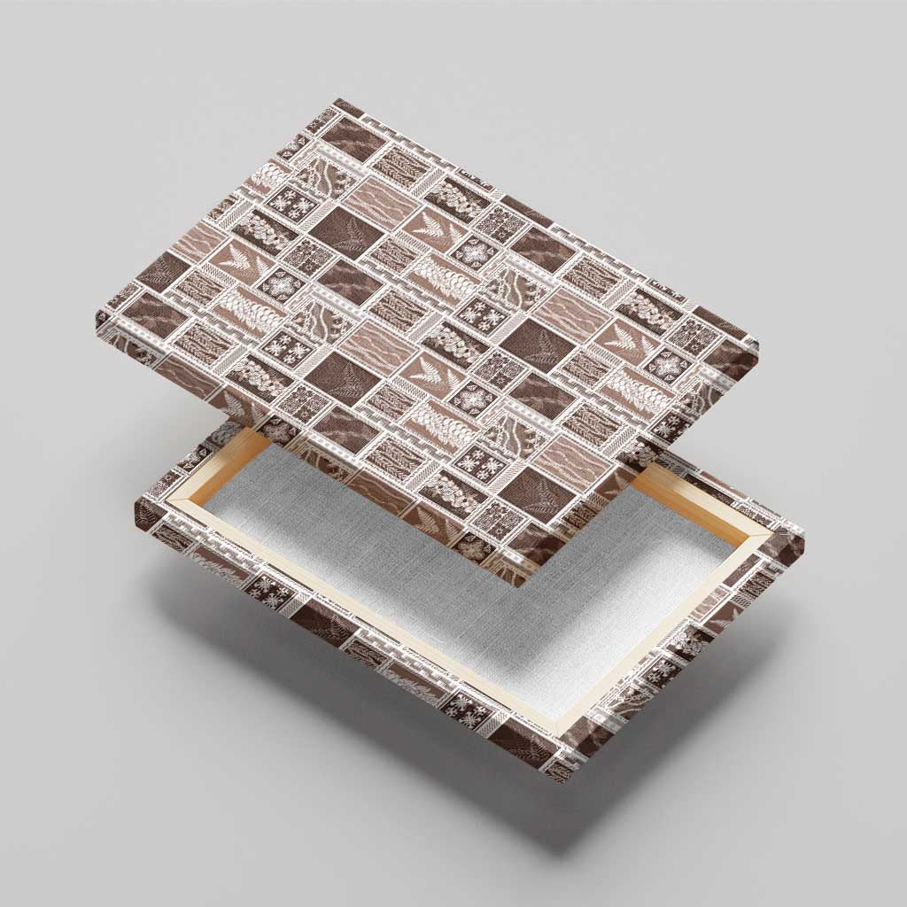 Vintage Aloha Block Quilt Canvas Wall Art Beige Inspired Lei Motifs - Polynesian Pride