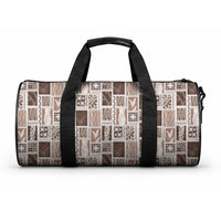Vintage Aloha Block Quilt Duffle Bag Beige Inspired Lei Motifs LT9 One size Beige - Polynesian Pride
