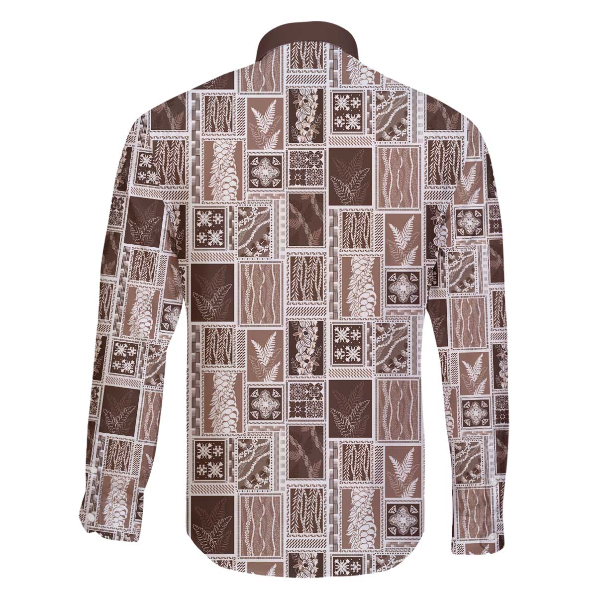 Vintage Aloha Block Quilt Family Matching Off The Shoulder Long Sleeve Dress and Hawaiian Shirt Beige Inspired Lei Motifs - Polynesian Pride