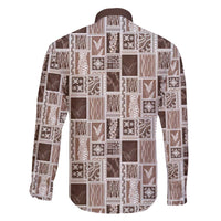 Vintage Aloha Block Quilt Family Matching Summer Maxi Dress and Hawaiian Shirt Beige Inspired Lei Motifs - Polynesian Pride