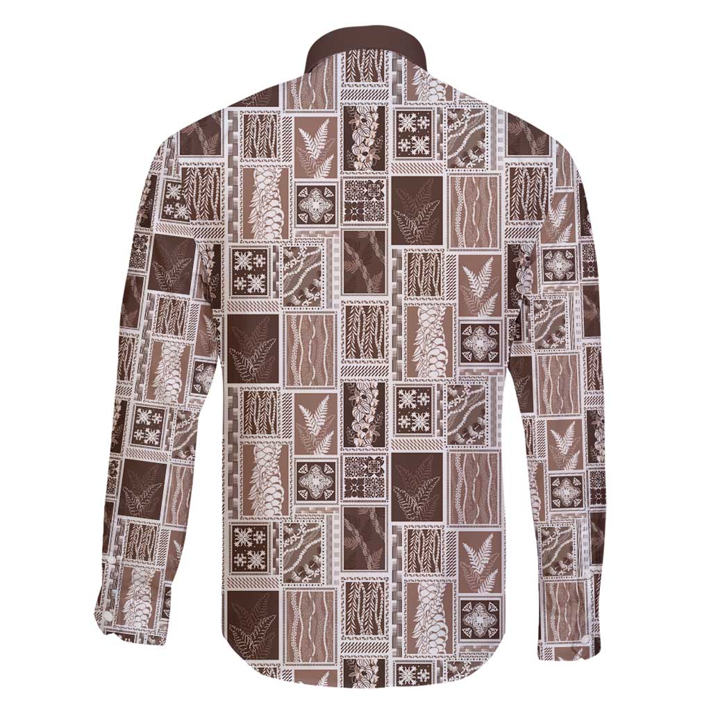 Vintage Aloha Block Quilt Family Matching Tank Maxi Dress and Hawaiian Shirt Beige Inspired Lei Motifs - Polynesian Pride