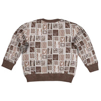 Vintage Aloha Block Quilt Kid Ugly Christmas Sweater Beige Inspired Lei Motifs - Polynesian Pride