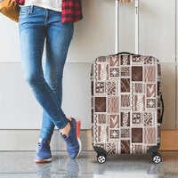 Vintage Aloha Block Quilt Luggage Cover Beige Inspired Lei Motifs - Polynesian Pride