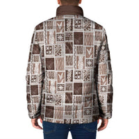 Vintage Aloha Block Quilt Padded Jacket Beige Inspired Lei Motifs LT9 - Polynesian Pride