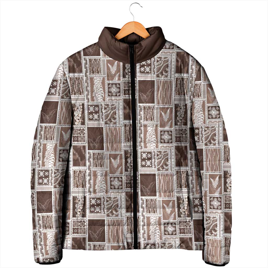 Vintage Aloha Block Quilt Padded Jacket Beige Inspired Lei Motifs LT9 - Polynesian Pride