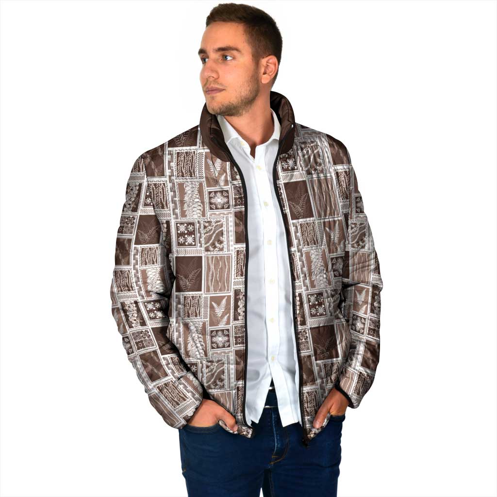 Vintage Aloha Block Quilt Padded Jacket Beige Inspired Lei Motifs LT9 - Polynesian Pride