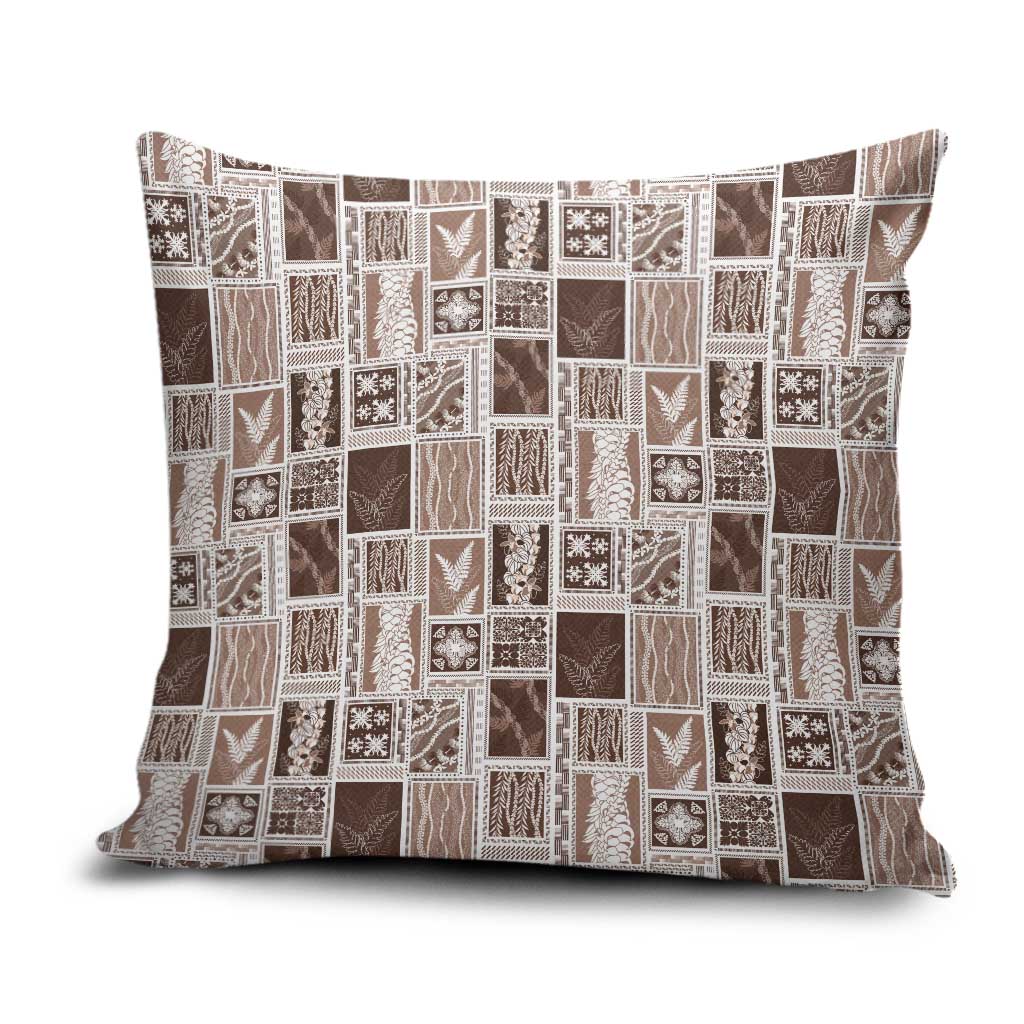Vintage Aloha Block Quilt Pillow Cover Beige Inspired Lei Motifs LT9 Beige - Polynesian Pride