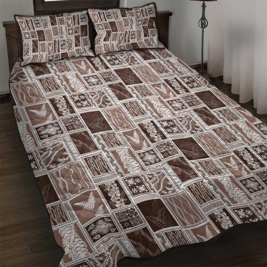 Vintage Aloha Block Quilt Quilt Bed Set Beige Inspired Lei Motifs - Polynesian Pride