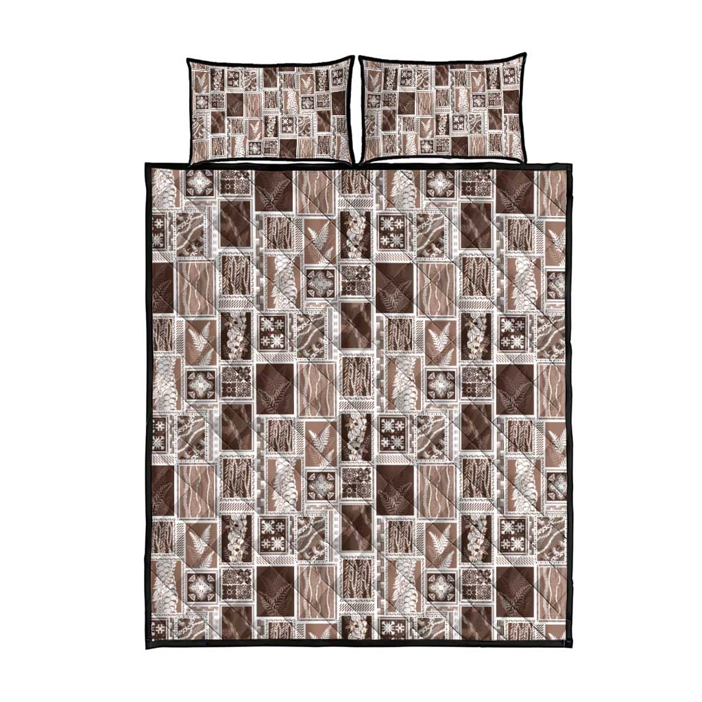 Vintage Aloha Block Quilt Quilt Bed Set Beige Inspired Lei Motifs - Polynesian Pride