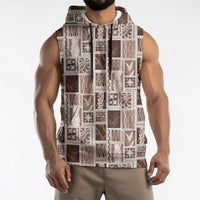 Vintage Aloha Block Quilt Sleeveless Hoodie Beige Inspired Lei Motifs LT9 - Polynesian Pride