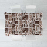 Vintage Aloha Block Quilt Tablecloth Beige Inspired Lei Motifs - Polynesian Pride