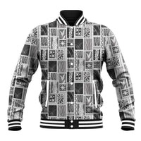 Vintage Aloha Block Quilt Baseball Jacket Black Inspired Lei Motifs LT9 Unisex Black - Polynesian Pride