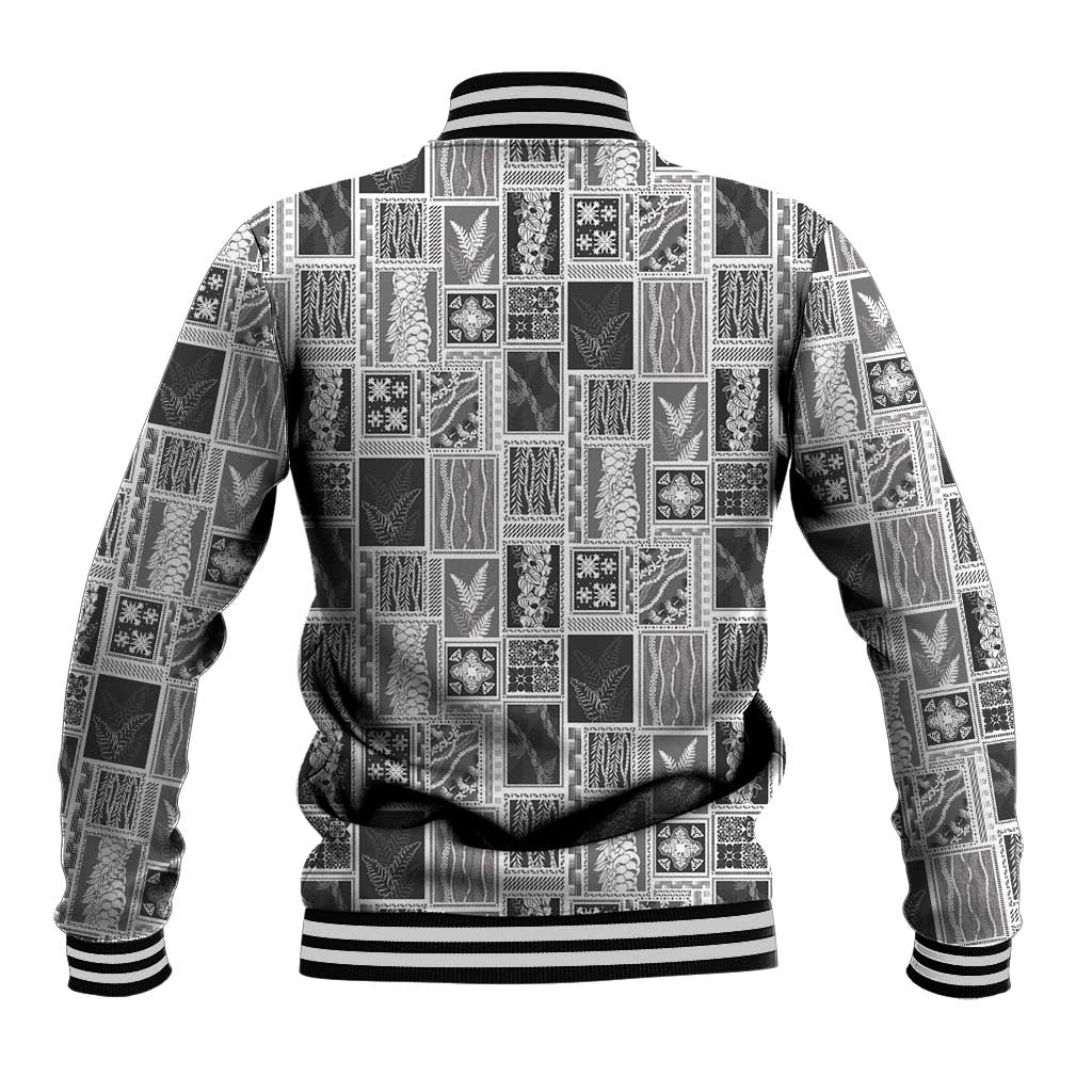 Vintage Aloha Block Quilt Baseball Jacket Black Inspired Lei Motifs LT9 - Polynesian Pride