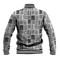 Vintage Aloha Block Quilt Baseball Jacket Black Inspired Lei Motifs LT9 - Polynesian Pride
