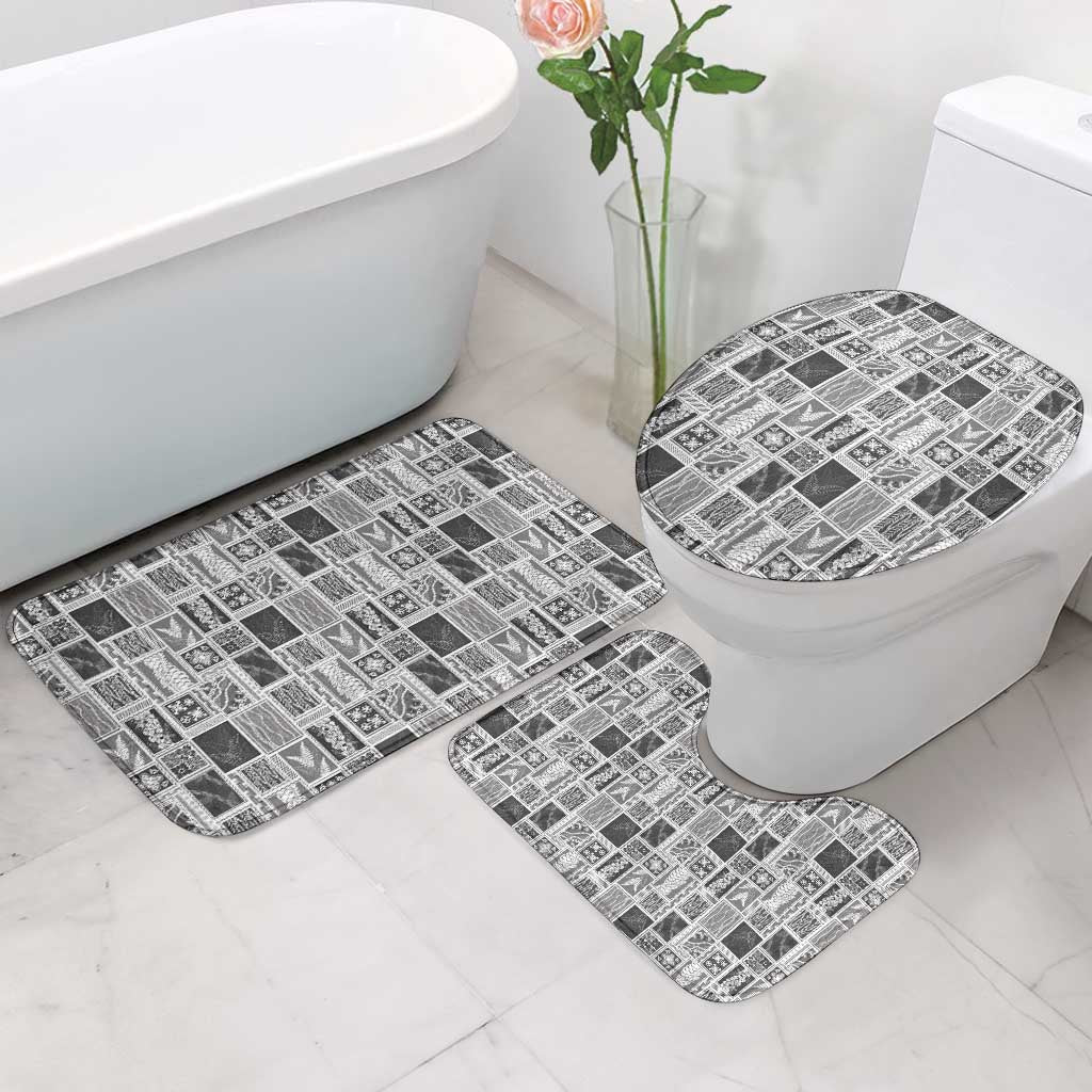 Vintage Aloha Block Quilt Bathroom Set Black Inspired Lei Motifs - Polynesian Pride