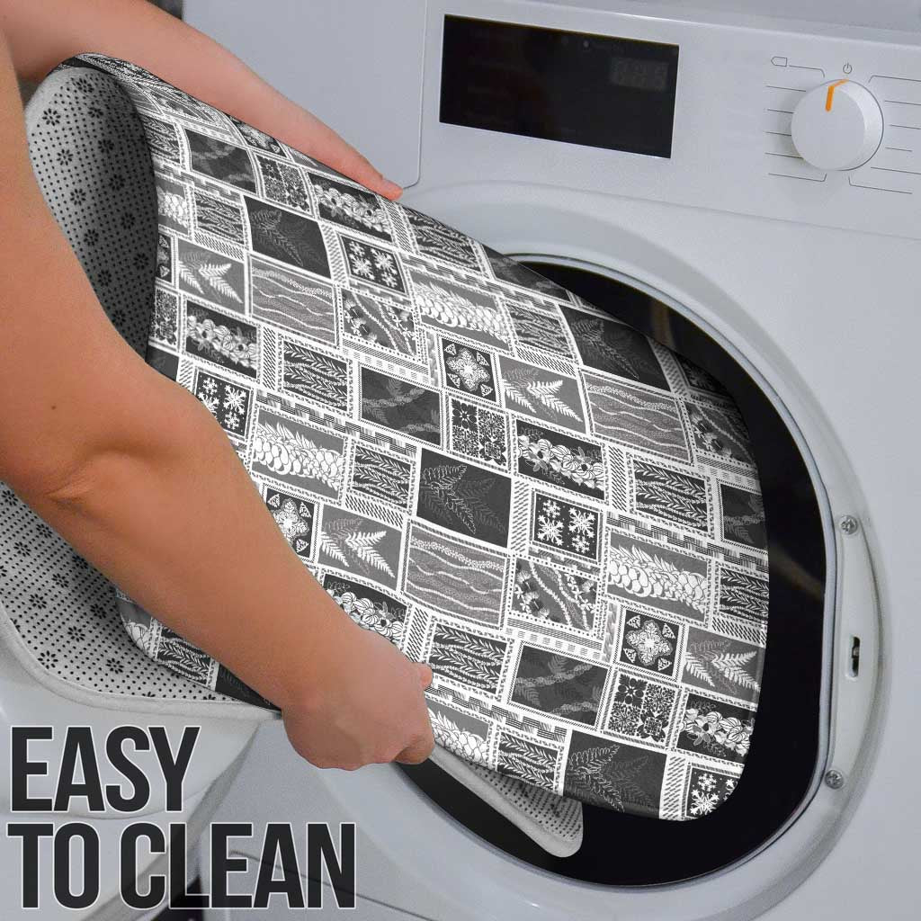 Vintage Aloha Block Quilt Bathroom Set Black Inspired Lei Motifs - Polynesian Pride