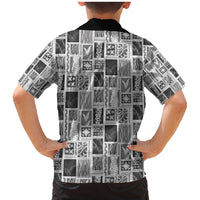 Vintage Aloha Block Quilt Family Matching Mermaid Dress and Hawaiian Shirt Black Inspired Lei Motifs - Polynesian Pride