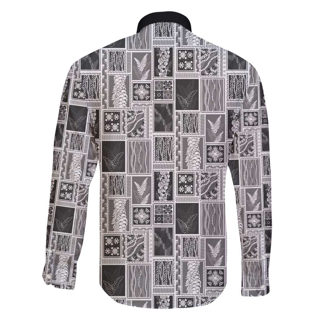 Vintage Aloha Block Quilt Family Matching Short Sleeve Bodycon Dress and Hawaiian Shirt Black Inspired Lei Motifs - Polynesian Pride