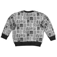 Vintage Aloha Block Quilt Kid Ugly Christmas Sweater Black Inspired Lei Motifs - Polynesian Pride