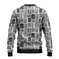 Vintage Aloha Block Quilt Ugly Christmas Sweater Black Inspired Lei Motifs - Polynesian Pride