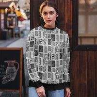 Vintage Aloha Block Quilt Ugly Christmas Sweater Black Inspired Lei Motifs - Polynesian Pride