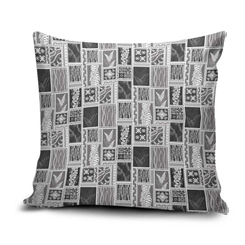 Vintage Aloha Block Quilt Pillow Cover Black Inspired Lei Motifs LT9 Black - Polynesian Pride