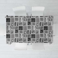 Vintage Aloha Block Quilt Tablecloth Black Inspired Lei Motifs - Polynesian Pride