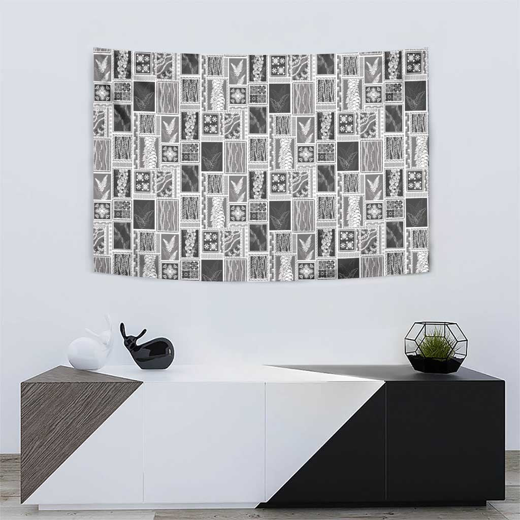 Vintage Aloha Block Quilt Tapestry Black Inspired Lei Motifs LT9 - Polynesian Pride