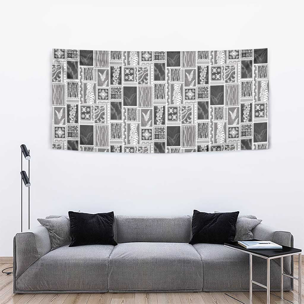 Vintage Aloha Block Quilt Tapestry Black Inspired Lei Motifs LT9 - Polynesian Pride
