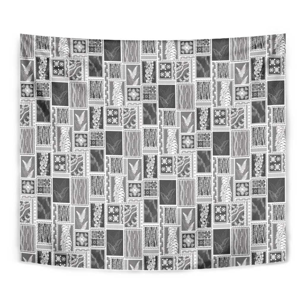 Vintage Aloha Block Quilt Tapestry Black Inspired Lei Motifs LT9 - Polynesian Pride