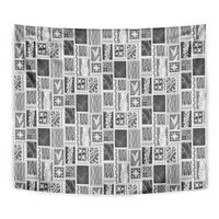 Vintage Aloha Block Quilt Tapestry Black Inspired Lei Motifs LT9 - Polynesian Pride
