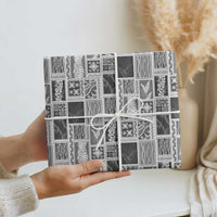 Vintage Aloha Block Quilt Wrapping Paper Black Inspired Lei Motifs LT9 - Polynesian Pride