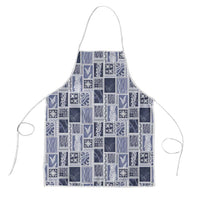 Vintage Aloha Block Quilt Apron Blue Inspired Lei Motifs - Polynesian Pride