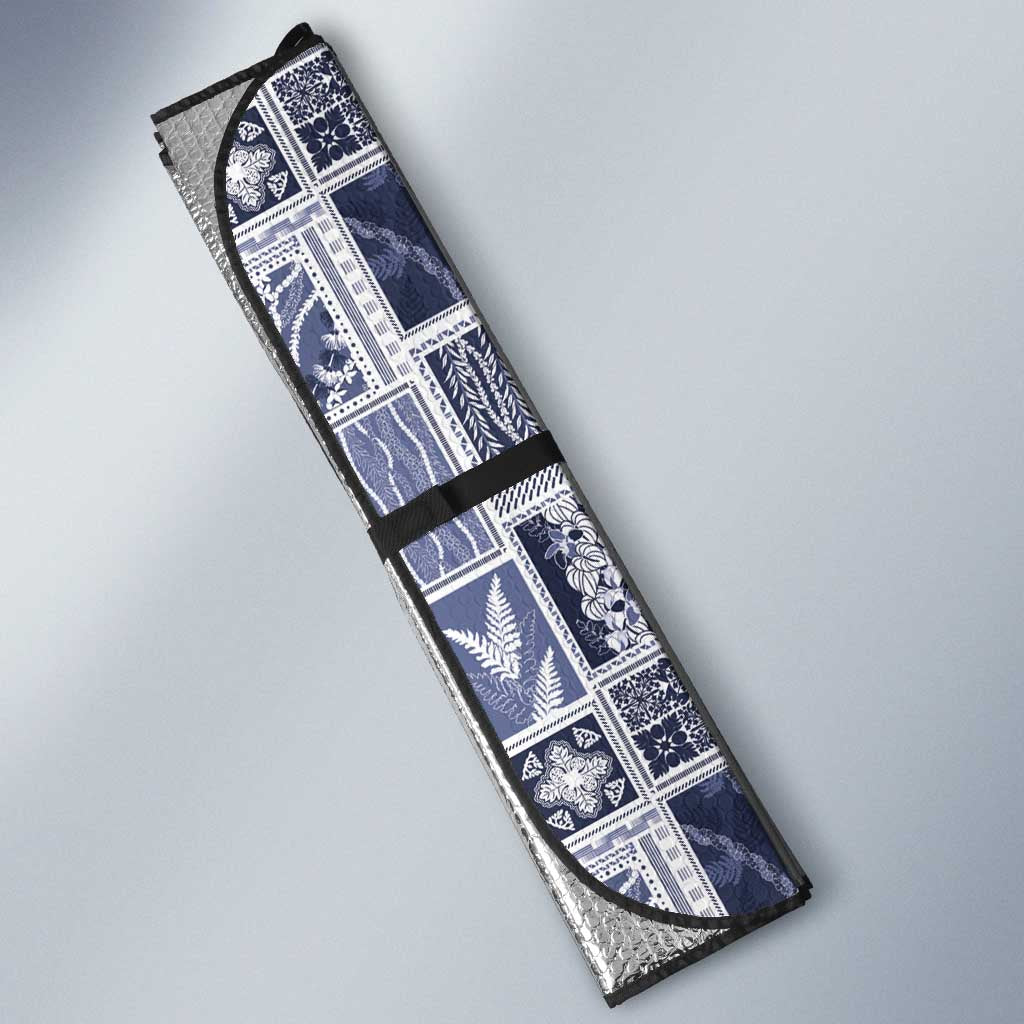 Vintage Aloha Block Quilt Auto Sun Shade Blue Inspired Lei Motifs - Polynesian Pride
