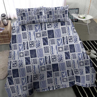 Vintage Aloha Block Quilt Bedding Set Blue Inspired Lei Motifs LT9 - Polynesian Pride