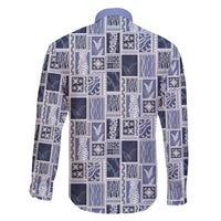 Vintage Aloha Block Quilt Family Matching Summer Maxi Dress and Hawaiian Shirt Blue Inspired Lei Motifs - Polynesian Pride