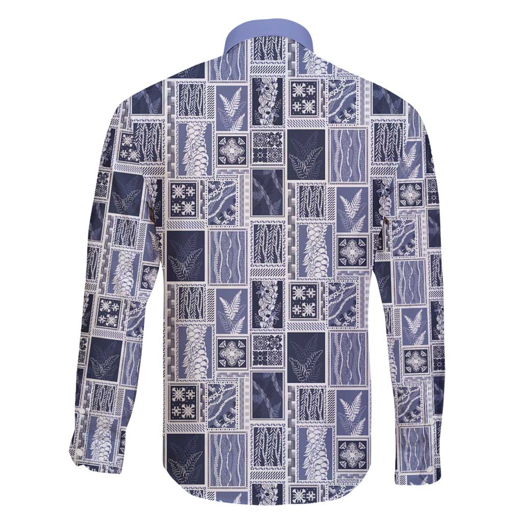 Vintage Aloha Block Quilt Family Matching Tank Maxi Dress and Hawaiian Shirt Blue Inspired Lei Motifs - Polynesian Pride