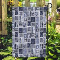 Vintage Aloha Block Quilt Garden Flag Blue Inspired Lei Motifs - Polynesian Pride