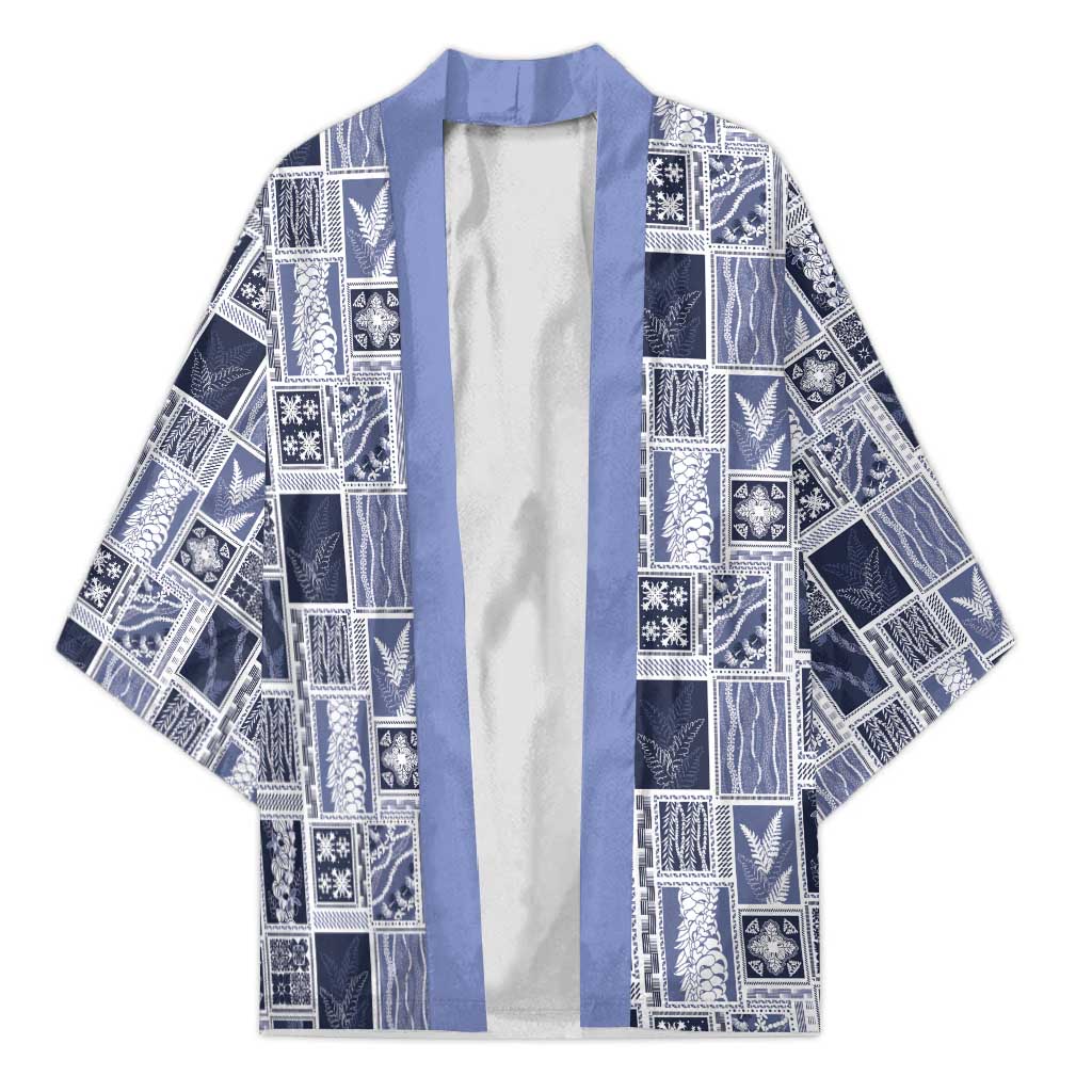 Vintage Aloha Block Quilt Kimono Blue Inspired Lei Motifs - Polynesian Pride