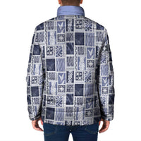 Vintage Aloha Block Quilt Padded Jacket Blue Inspired Lei Motifs LT9 - Polynesian Pride