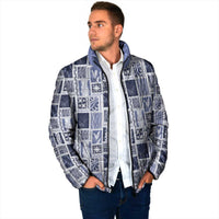 Vintage Aloha Block Quilt Padded Jacket Blue Inspired Lei Motifs LT9 - Polynesian Pride
