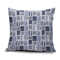 Vintage Aloha Block Quilt Pillow Cover Blue Inspired Lei Motifs - Polynesian Pride