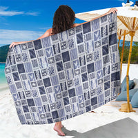 Vintage Aloha Block Quilt Sarong Blue Inspired Lei Motifs LT9 One Size 44 x 66 inches Blue - Polynesian Pride