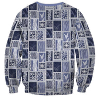 Vintage Aloha Block Quilt Sweatshirt Blue Inspired Lei Motifs LT9 - Polynesian Pride
