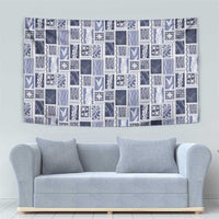Vintage Aloha Block Quilt Tapestry Blue Inspired Lei Motifs LT9 - Polynesian Pride