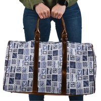 Vintage Aloha Block Quilt Travel Bag Blue Inspired Lei Motifs - Polynesian Pride