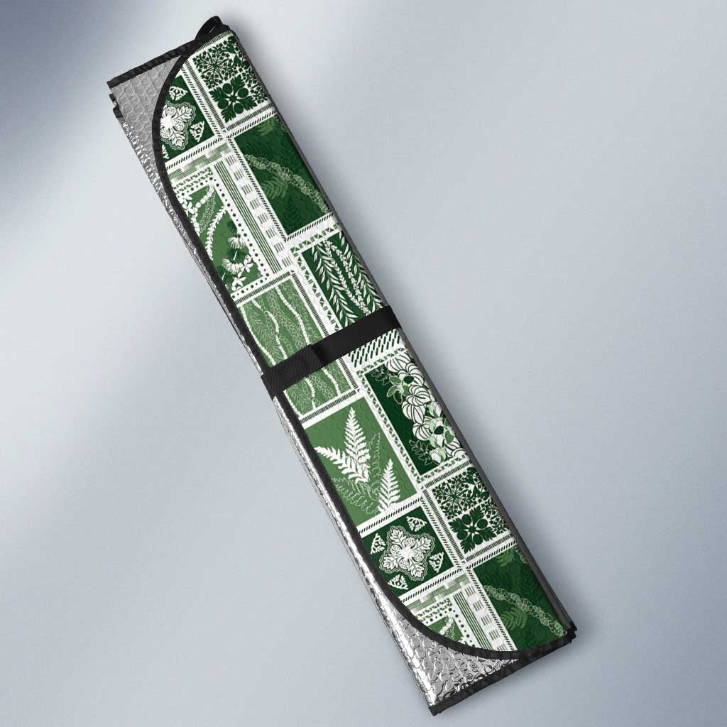 Vintage Aloha Block Quilt Auto Sun Shade Green Inspired Lei Motifs - Polynesian Pride