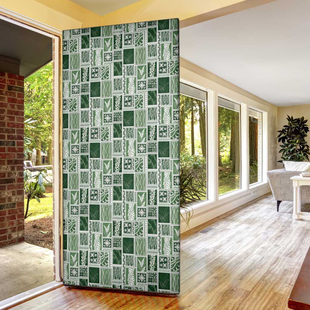 Vintage Aloha Block Quilt Door Cover Green Inspired Lei Motifs - Polynesian Pride