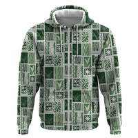 Vintage Aloha Block Quilt Hoodie Green Inspired Lei Motifs - Polynesian Pride